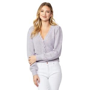 Paige Lavender Joyce Button Up Cardigan Linen Silk Large Puff Long Sleeve